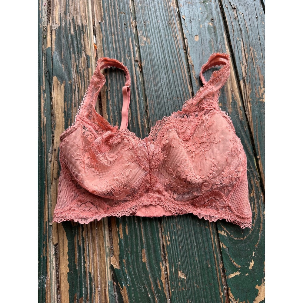 Victorias Secret Pink Floral Lace Longline Underwire Bra 34C 366359-BSW